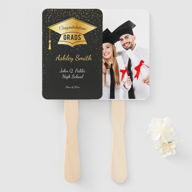 elegant Graduation Hand Fan (Front and Back)