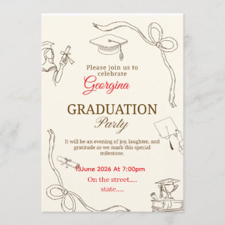 Elegant Graduation Invitation CFlat Thank You Card