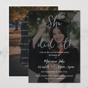 Elegant graduation invitation featuring a modern a