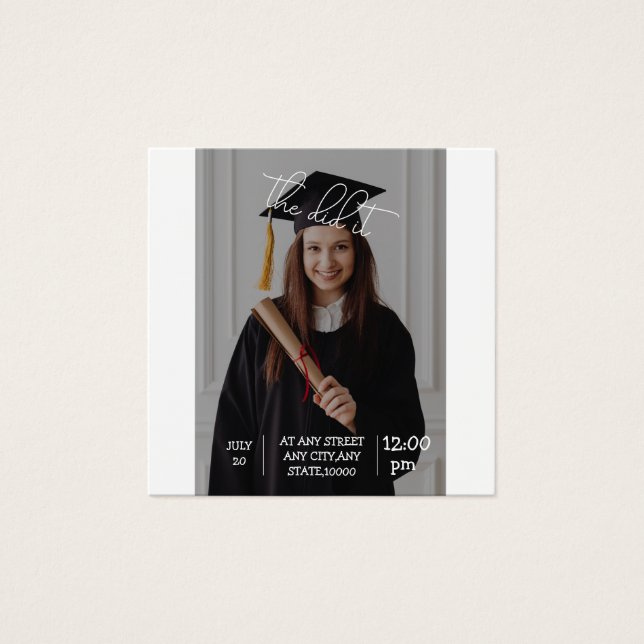 Elegant Graduation Invitation — "the Did It! (Front)