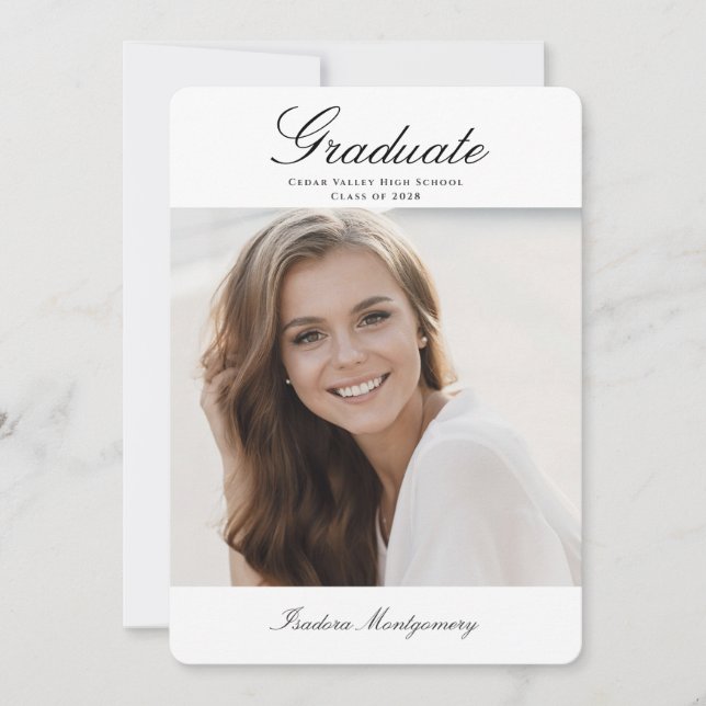 Elegant Graduation Invitation with Photo (Front)