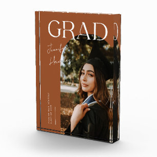 Elegant Graduation Name and School Terracotta Photo Block