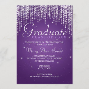 Elegant Graduation Party Night Dazzle Purple Invitation