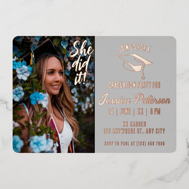Elegant Graduation Party Photo Modern Style (Front)