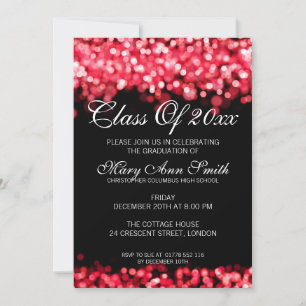 Elegant Graduation Party Red Lights Invitation