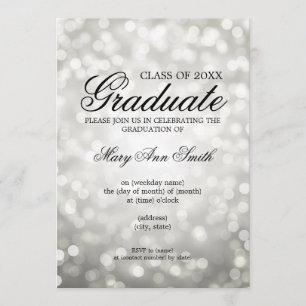 Elegant Graduation Party Sliver Glitter Lights Invitation