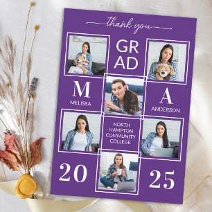 Elegant Graduation Personalised 6 Photo Collage Thank You Card
