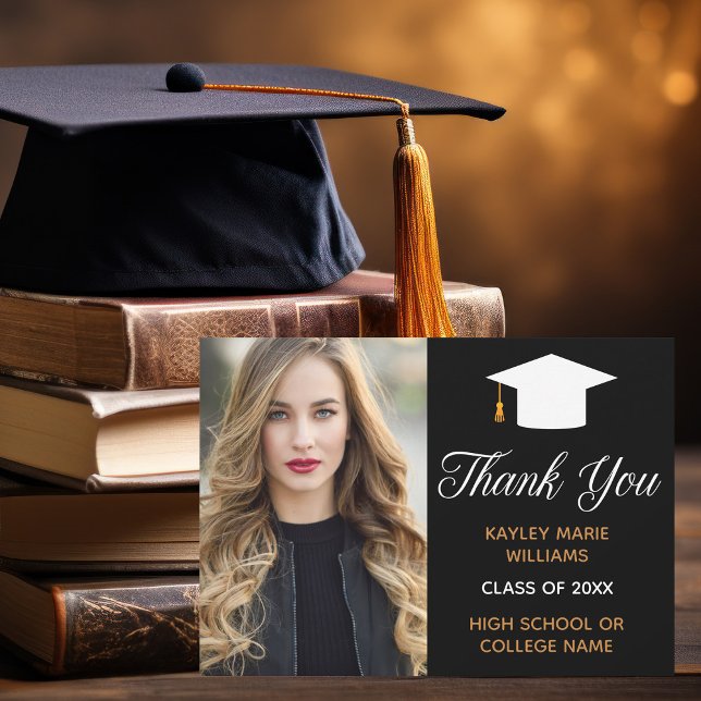 Elegant Graduation Photo Chic Custom 2025 Graduate Thank You Card (Creator Uploaded)