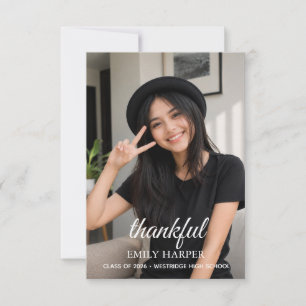 Elegant Graduation Photo Thank You Card Modern