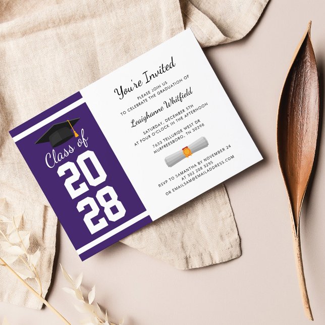 Elegant Graduation Purple 2025 Grad Party Invitation (Graduation 2024 Script Modern Party Invitation)