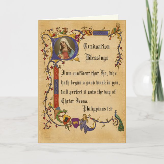 Elegant Graduation Religious Calligraphy Card (Front)