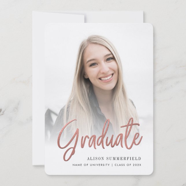 Elegant Graduation Script 2 Photos Announcement (Front)