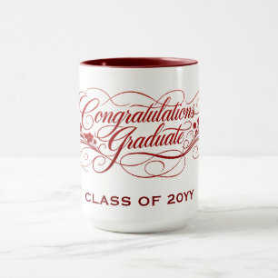 Elegant Graduation Script Design with Custom Year Mug