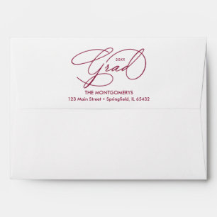 Elegant Graduation Script Maroon Lined Envelope