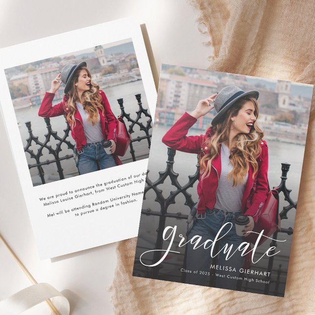 Elegant Graduation Script Photo 2025 Grad Announcement (2025 Graduation Script 2 Photos Announcement)