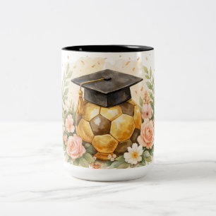 Elegant Graduation Soccer Ball Bouquet Two-Tone Coffee Mug