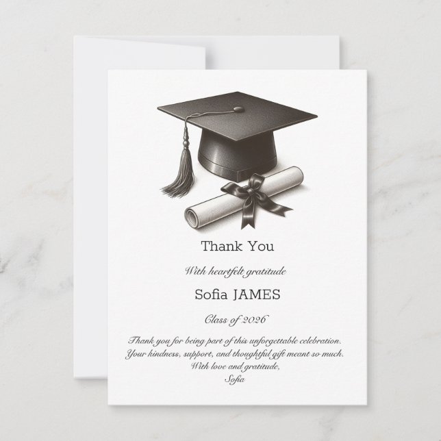 Elegant Graduation Thank You Card (Front)