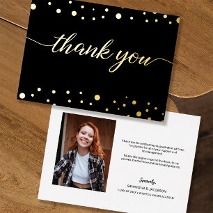 Elegant Graduation Thank you Custom photo Message Foil Holiday Card