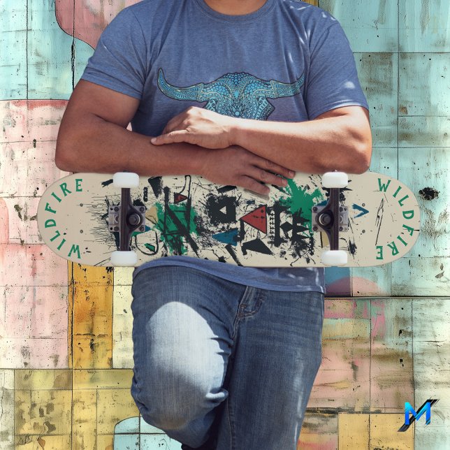 Elegant Graffiti with Geometric Abstract Elements Skateboard (Creator Uploaded)