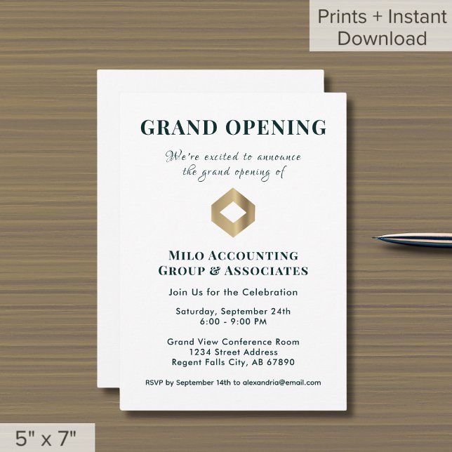 Elegant Grand Opening Invitation Custom Logo (Creator Uploaded)