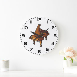 Elegant Grand Piano Music Lovers Design  Large Clock