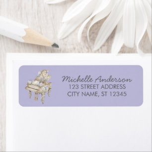 Elegant Grand Piano with Flowers Return Address    Label