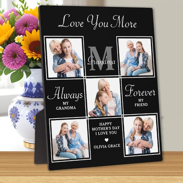 Elegant GRANDMA 5 Photo Collage Monogram Poem  Plaque (Creator Uploaded)