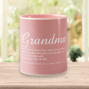 Elegant Grandma Script Definition Dusty Rose Pink Two-Tone Coffee Mug