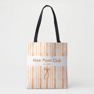 Elegant Grandmillennial Apricot Stripe New Mum Tote Bag