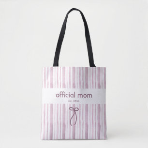 Elegant Grandmillennial Dusty Rose Retro Stripe Tote Bag
