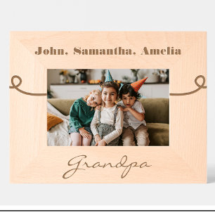Elegant Grandpa Name Custom Wood Frames 