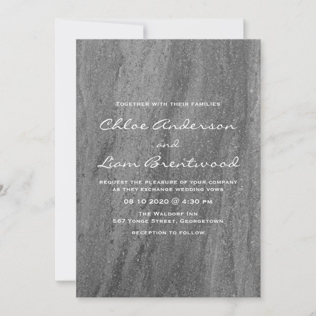 Elegant Granite Wedding Invitation (Front)