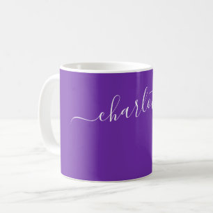 Elegant Grape Colour Modern Name Personalised Coffee Mug