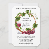Elegant Grape Vines Watercolor Wreath Wedding