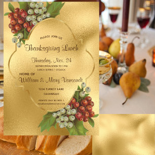 Elegant Grapes & Gold Thanksgiving Lunch Invitation