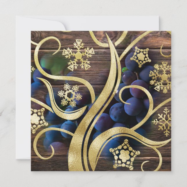 Elegant Grapes With Gold Pattern Card (Front)
