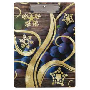Elegant Grapes With Gold Pattern Clipboard