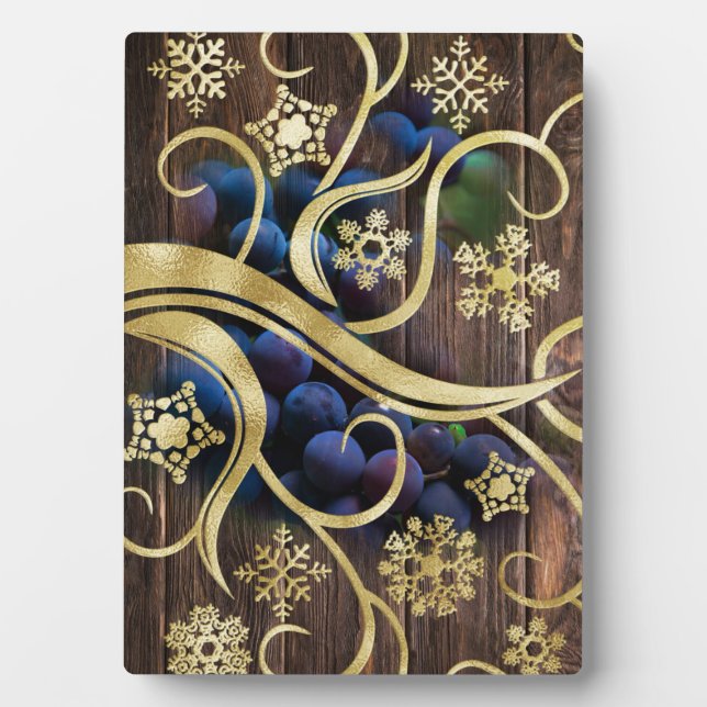 Elegant Grapes With Gold Pattern Plaque (Front)