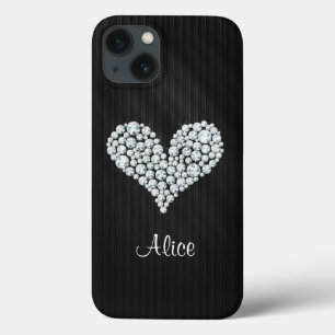 Elegant Graphic Diamond Heart Striped Background iPhone 13 Case
