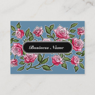 Elegant Graphic Square Floral Blue Business Card
