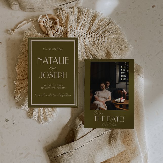 Elegant Grassland Ivory Old Money Photo Wedding Save The Date (Creator Uploaded)