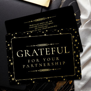 Elegant Grateful for Your Partnership Gold Foil Holiday Card