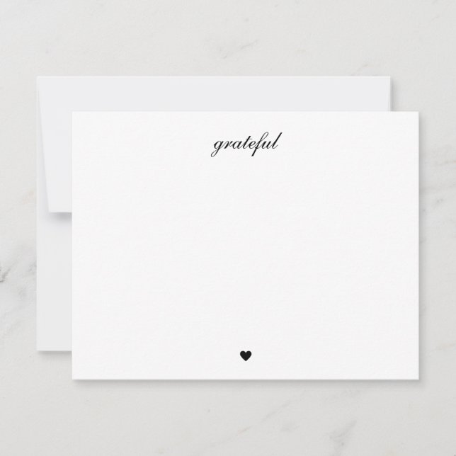 Elegant Grateful Heart Script Old Money Thank You Card (Front)