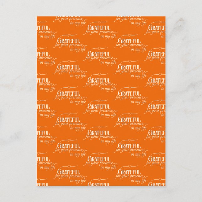 Elegant Grateful Thanksgiving Autumn Orange Postcard (Front)