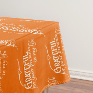 Elegant Grateful Thanksgiving Autumn Orange Tablecloth