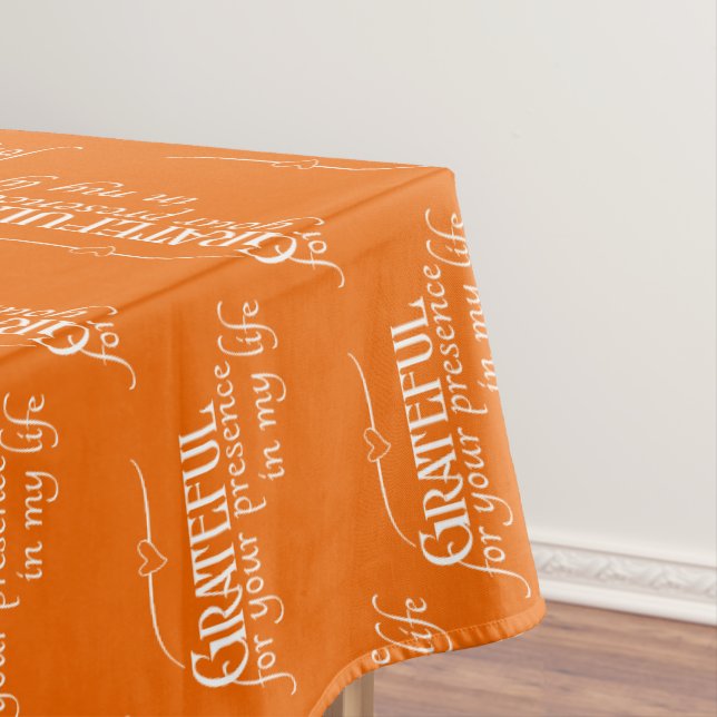 Elegant Grateful Thanksgiving Autumn Orange Tablecloth (In Situ)