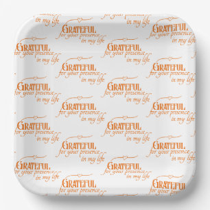 Elegant Grateful Thanksgiving Autumn Typography Paper Plate