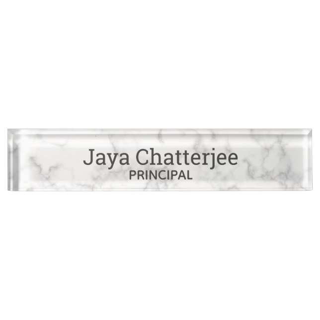 Elegant Gray and Pink Marble Nameplate (Front)