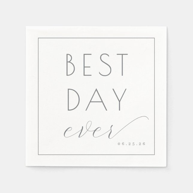 Elegant Gray Calligraphy Napkin (Front)
