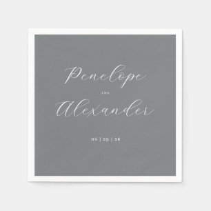 Elegant Gray Calligraphy Napkin